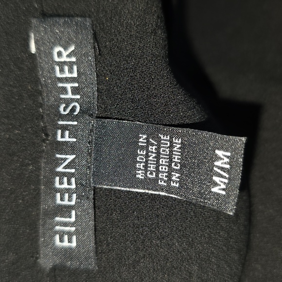 Eileen Fisher Georgette Crepe Bateau Tunic Dress 100% Silk Size M Black - Picture 13 of 16